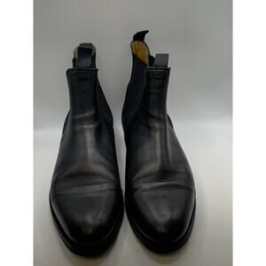 MEERMIN Men's Black Leather Slip-On Chelsea Boots SZ 9.5